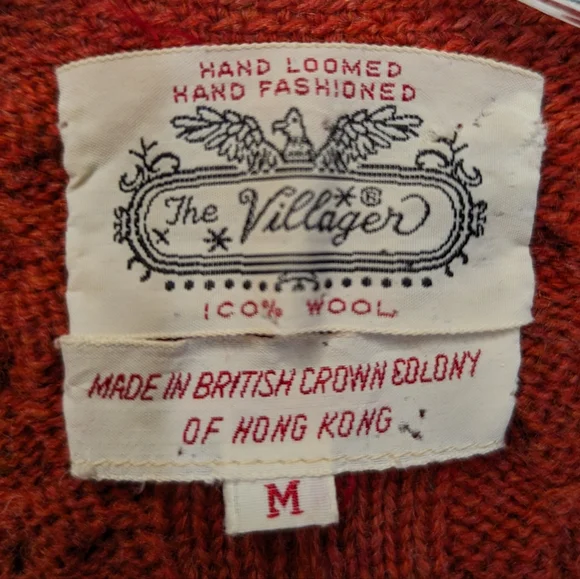 Vintage Cropped Pumpkin Orange Wool Cable Knit Cardigan Medium - Picture 2 of 9